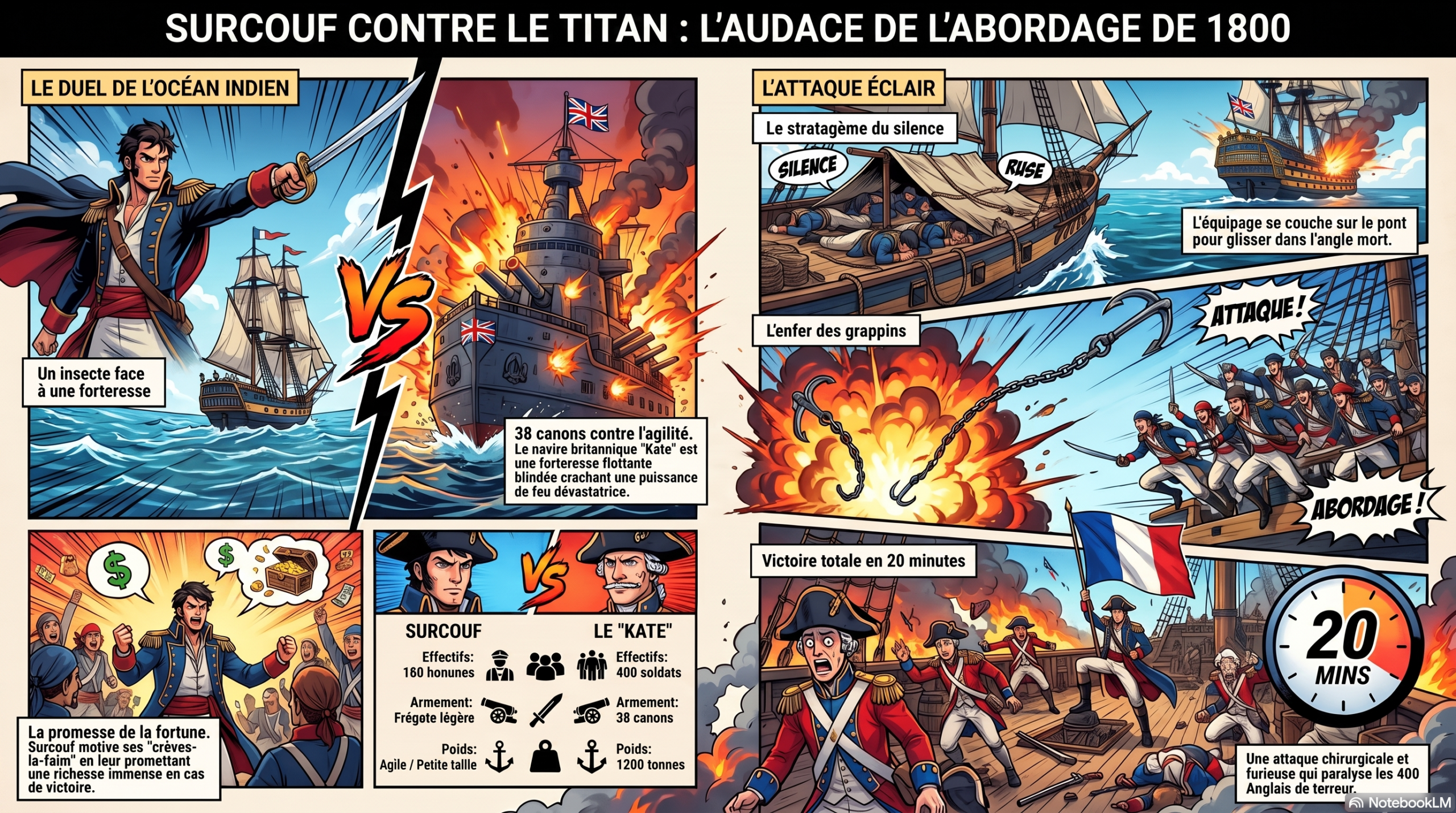 160 contre 400 : La leçon de stratégie brutale de Robert Surcouf en plein océan