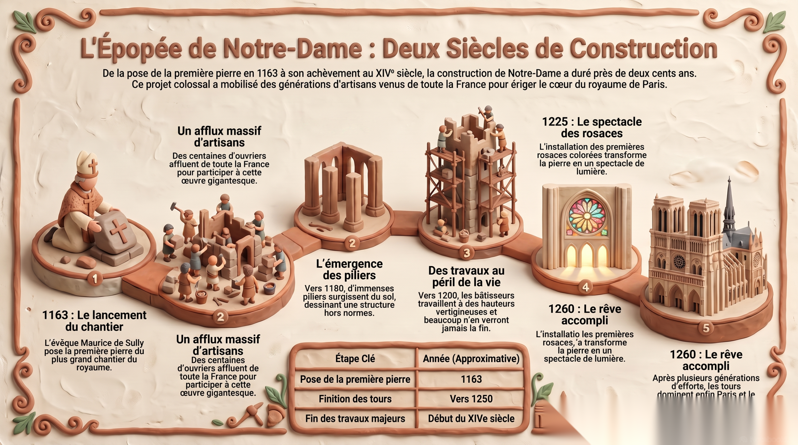 L&rsquo;Éveil d&rsquo;un Géant : La Chronologie de la Naissance de Notre-Dame de Paris