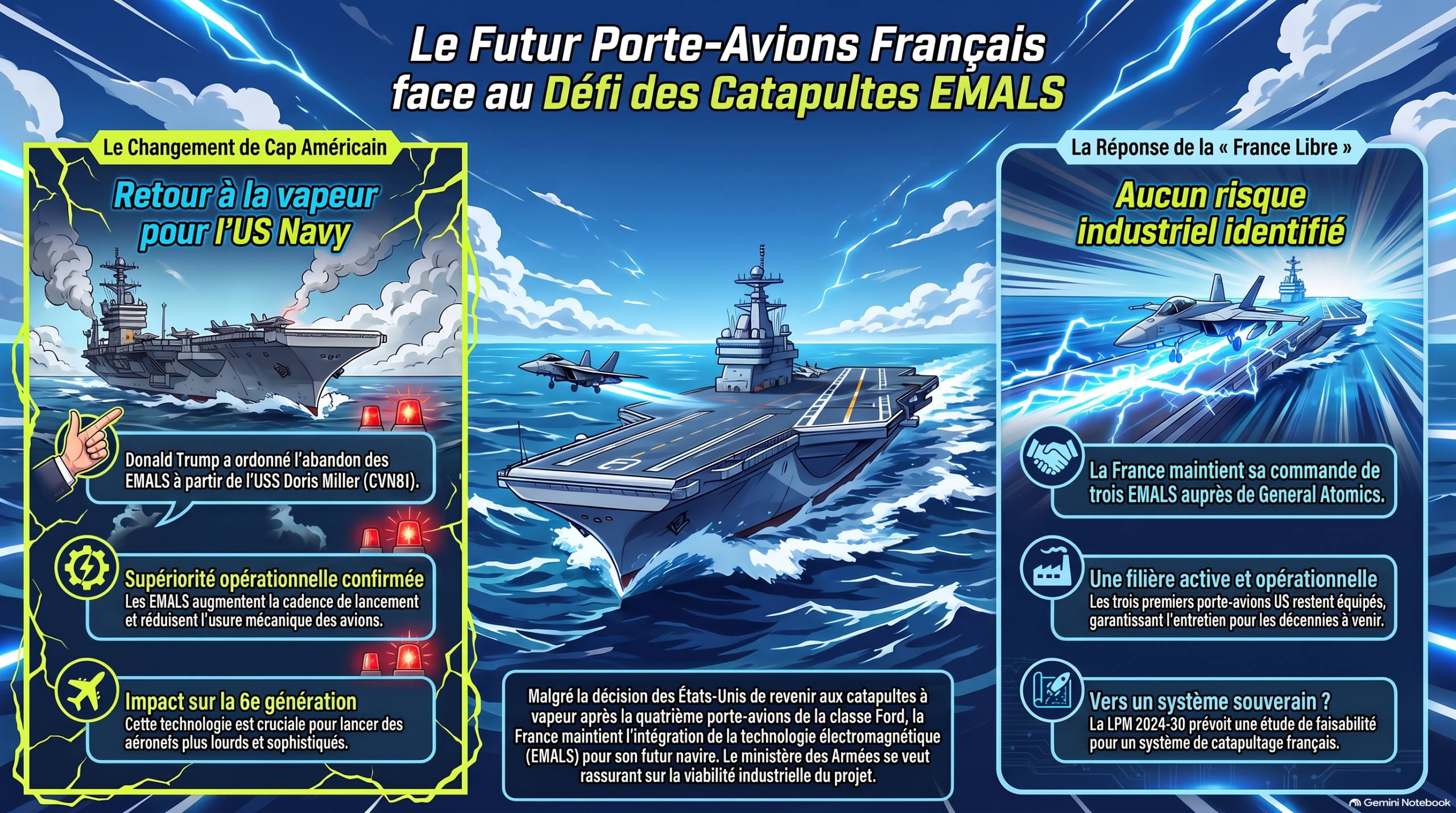 Pourquoi la France maintient-elle le cap des catapultes électromagnétiques alors que les États-Unis hésitent ?